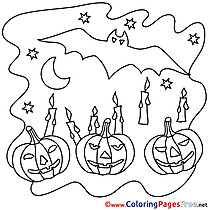 Candles Night printable Coloring Pages Halloween