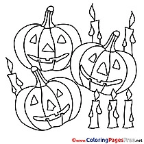 Candles with Pumpkins printable Halloween Coloring Sheets