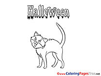 Cat Halloween Coloring Pages free