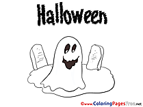 Cemetery Halloween Coloring Pages free