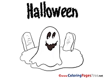 Cemetery Halloween Coloring Pages free