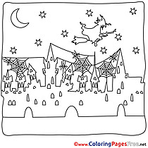 City Colouring Sheet Night download Halloween