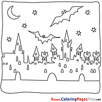 City for Kids Halloween Bat Colouring Page