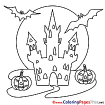 Colouring Page Castle Halloween free