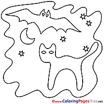 Colouring Page Cat Halloween free