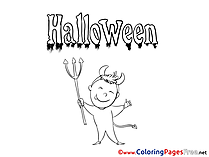 Devil Kids Halloween Coloring Page