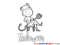 Devil sitting on Chair Halloween Coloring Pages download