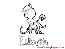 Devil sitting on Chair Halloween Coloring Pages download