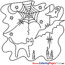 For Kids Halloween Night Colouring Page