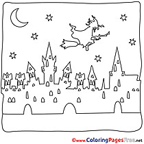 Fortress Colouring Page Night Halloween free