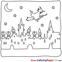Fortress Colouring Page Night Halloween free