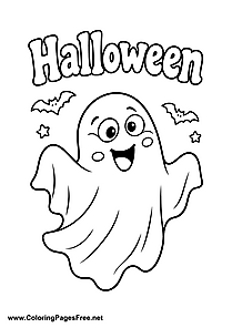 Funny Halloween Ghost Coloring Page