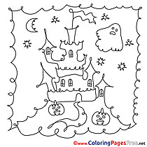 Halloween Castle Colouring Sheet free