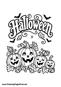 Halloween Pumpkin Family with Four Pumpkins Coloring Page