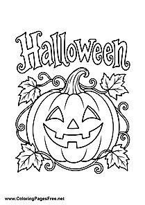 Halloween Pumpkin with Curly Vines Coloring Page