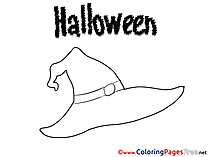 Hat Children Halloween Colouring Page