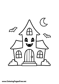Haunted House Coloring Page Halloween