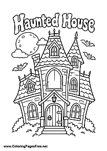 Haunted House with Towers Coloring Page