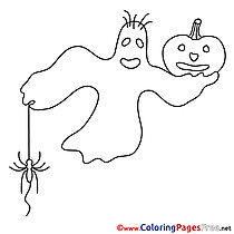 Illustration Ghost Kids Halloween Coloring Page