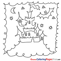 Image free Castle Halloween Coloring Sheets