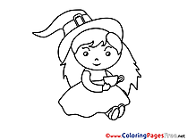Kids Halloween Sorceress Coloring Pages
