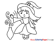 Little Sorceress Colouring Page Halloween free