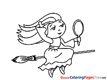 Mirror Witch Colouring Sheet download Halloween