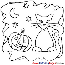 Moon Pumpkin free Colouring Page Halloween