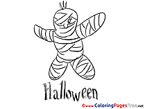 Mummy Kids Halloween Coloring Page