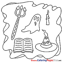 Pitchfork Halloween Coloring Pages download Ghost