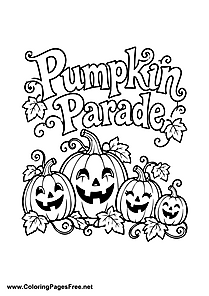 Pumpkin Parade Pumpkin Family with Leaves Coloring Page