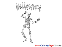 Skeleton free Colouring Page Halloween