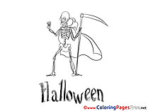 Skeleton Halloween Coloring Pages free