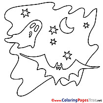 Stars Colouring Sheet download Halloween Bat