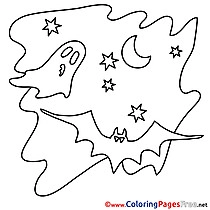 Stars Colouring Sheet download Halloween Bat