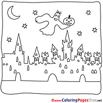 Town printable Coloring Pages Ghost Halloween