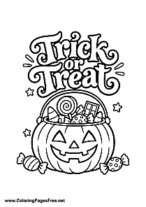 Trick or Treat Cute Pumpkin Candy Basket Coloring Page