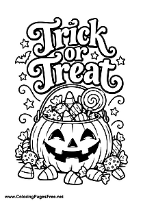 Trick or Treat Pumpkin Candy Bucket Coloring Page