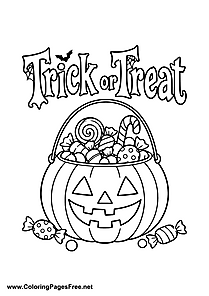 Trick or Treat Pumpkin with Candy Basket Coloring Page
