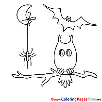 Twig Bat Coloring Sheets Halloween free Owl