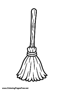 Witch Broom Coloring Page Halloween