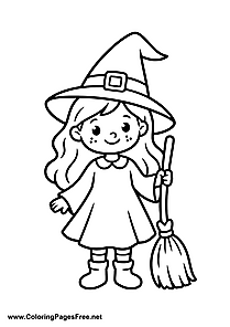 Witch Coloring Page for Kids
