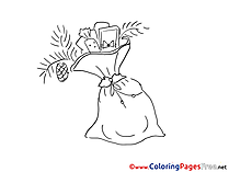 Bag with Presents New Year Coloring Pages free