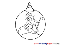 Ball Colouring Page Santa Claus New Year free