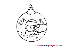 Ball New Year Coloring Pages Bear download