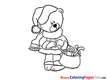 Bear printable New Year Coloring Sheets