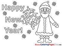 Children Santa Claus New Year Colouring Page