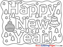 Happy New Year free Colouring Page