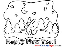 Hare Colouring Page Forest New Year free