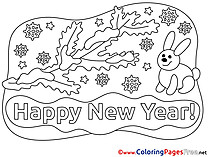 Rabbit New Year Colouring Sheet free